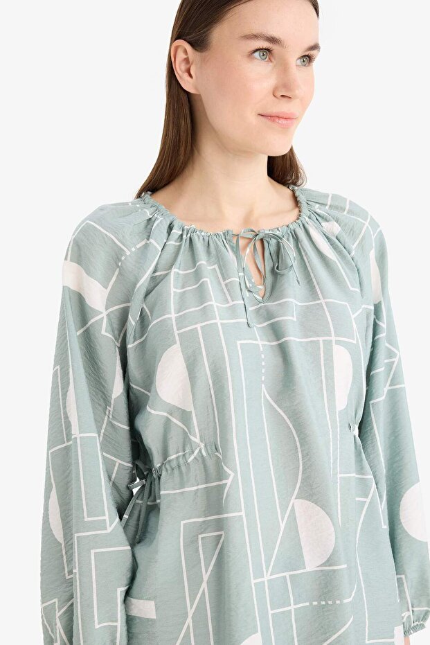 Regular Fit Desenli Uzun Kollu Bluz D8681AX25SP - 4