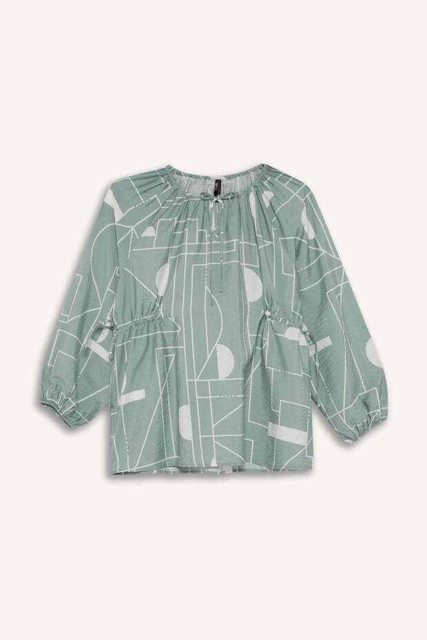 Regular Fit Desenli Uzun Kollu Bluz D8681AX25SP - 8