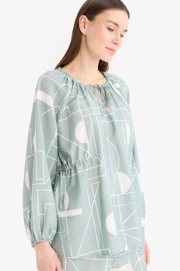 Regular Fit Desenli Uzun Kollu Bluz D8681AX25SP - 1