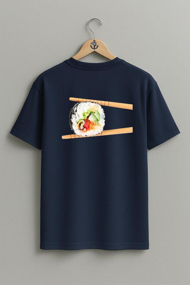 Oversize Sushi, Sushi Makizushi Japanese Cuisine Unisex T-Shirt with Back Design