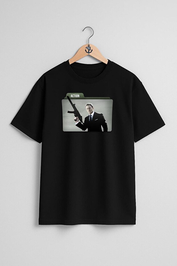 Oversize James Bond, Technology, Action Chest Design Unisex T-Shirt