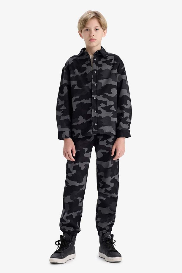 Erkek Çocuk Jogger Fit Kamuflaj Desenli Gabardin Pantolon F1175A825AU - 4