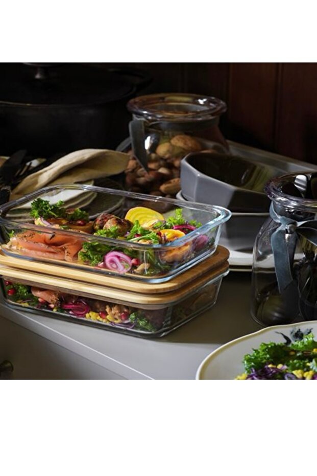 Glass Storage Container-Bamboo 1Lt Rectangular - 2