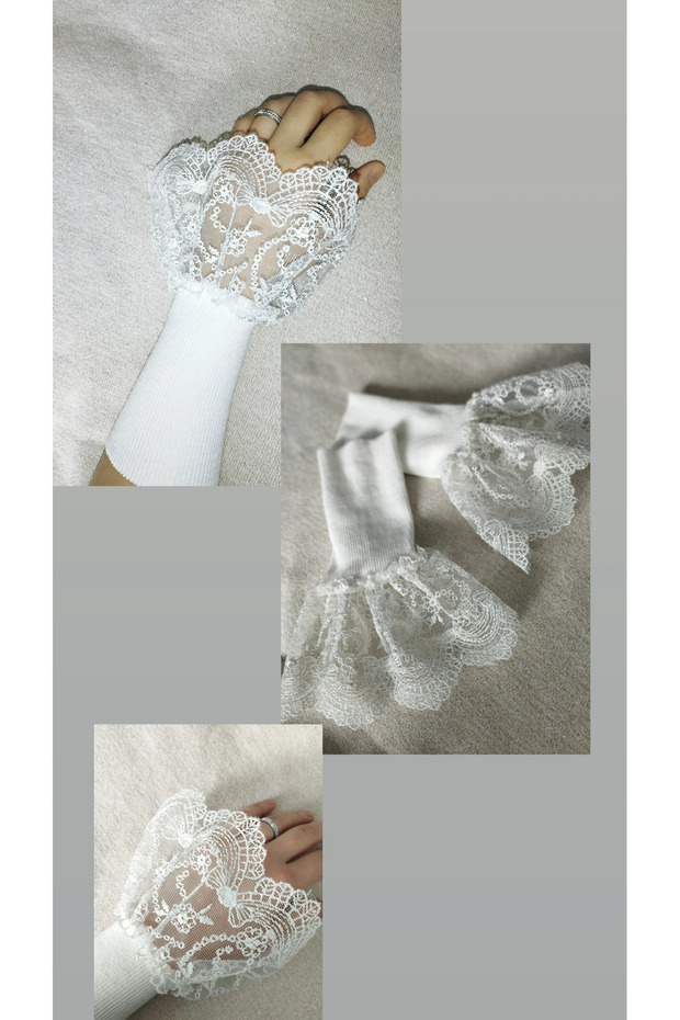 أكمام من التول بنمط فيونكة بيضاء - 2