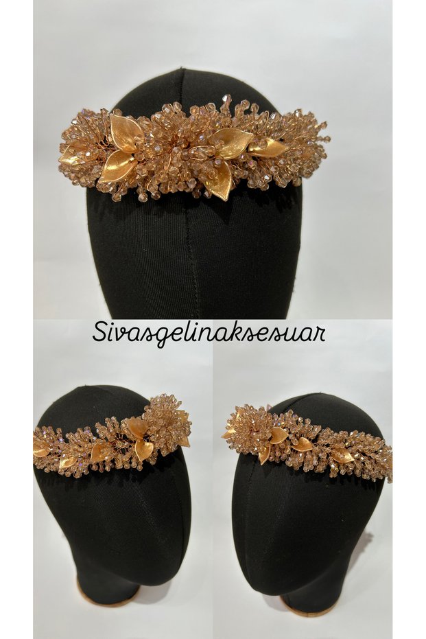 Pearlescent Foam & Copper-Coloredbridal Hair Accessory Bridal Crown