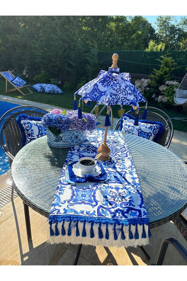 MARSİLYA BALİ ŞEMSİYESİ -MAVİ - 1