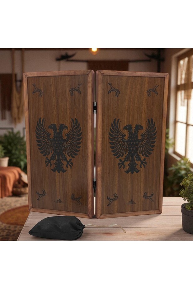 طبقة من خشب الجوز على شكل نسر مزدوج الرأس من SIMYA FİGURE PREMIUM: