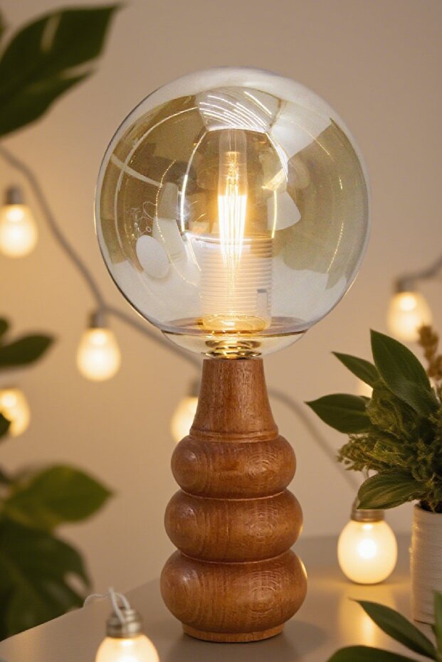 Sina Table Lampshade Wooden Body Fabric Headboard Decorative Table Lamp Night Light
