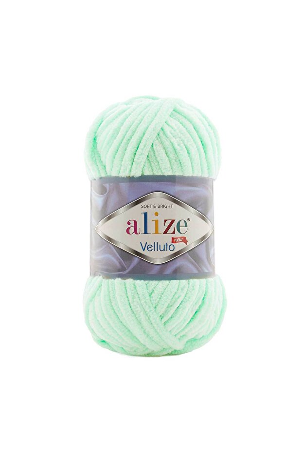 Velluto Hand Knitting Yarn 100g - 68m – Velvet Textured Soft Yarn - Color No: 464 - Spring Rain