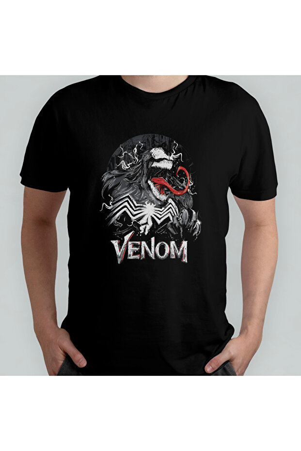Venom Spider-Man Unisex 100% Cotton Crew Neck T-Shirt Model 1