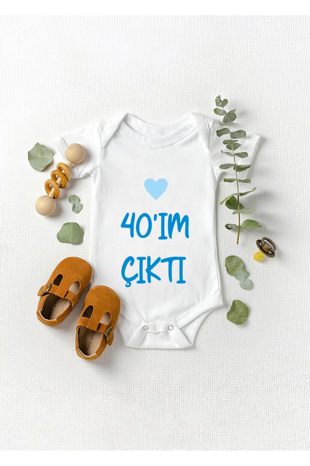 Organic 100% Cotton Men's 40 Patterned Short Sleeve Baby Snap Body Badi Zıbın
