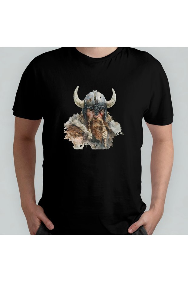 Viking Warrior Warrior Berserker Norse Unisex 100% Cotton Crew Neck T-Shirt Model 1
