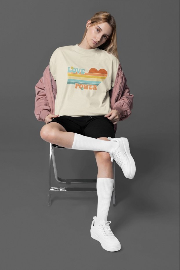 Girl/Women Love Power Transfer Printed Round Neck Short Sleeve T-Shirt