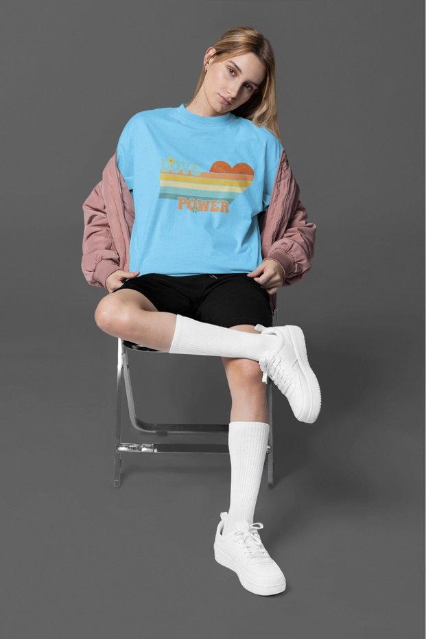 Girl/Women Love Power Transfer Printed Round Neck Short Sleeve T-Shirt