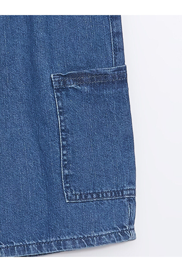 New Season Basic Boy's Jean Shorts with Elastic Waist - S4Nj14Z1 - 4