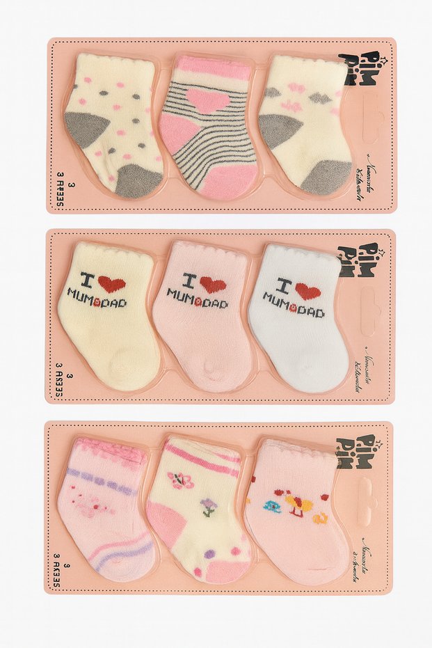 Cotton 0-6 Months Newborn Baby 9-Piece Baby Socks