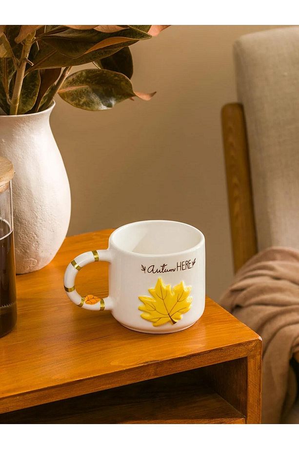 LCW HOME Karişik Yaprak Baskılı Seramik Kupa 450 ml (W5) - 1