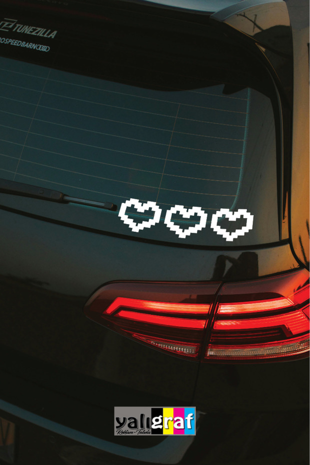 Heart Pixel Auto Sticker Set of 3 - Motor Helmet Sticker