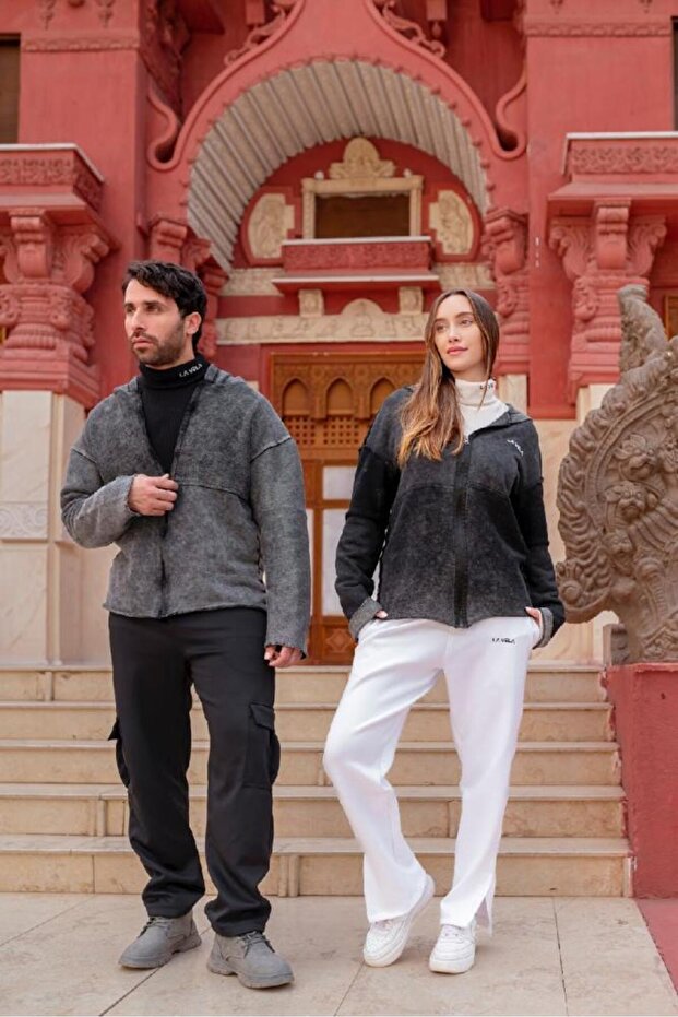 جاكيت منقوش مزدوج الجوانب - مقاس كبير - 2