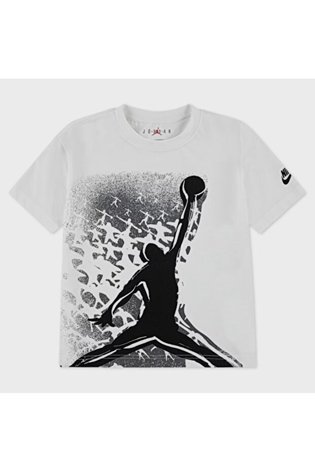 Jordan White Tee Kirik Beyaz Black Jumpman Patterned Children's T-Shirt 95F056