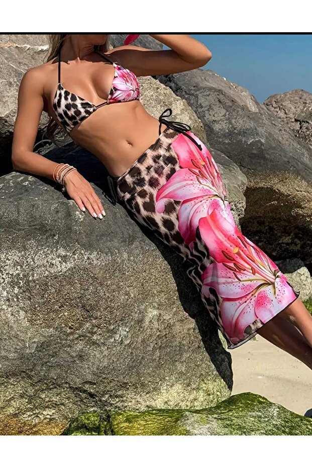 Tropicflower Bikini Pareo Set