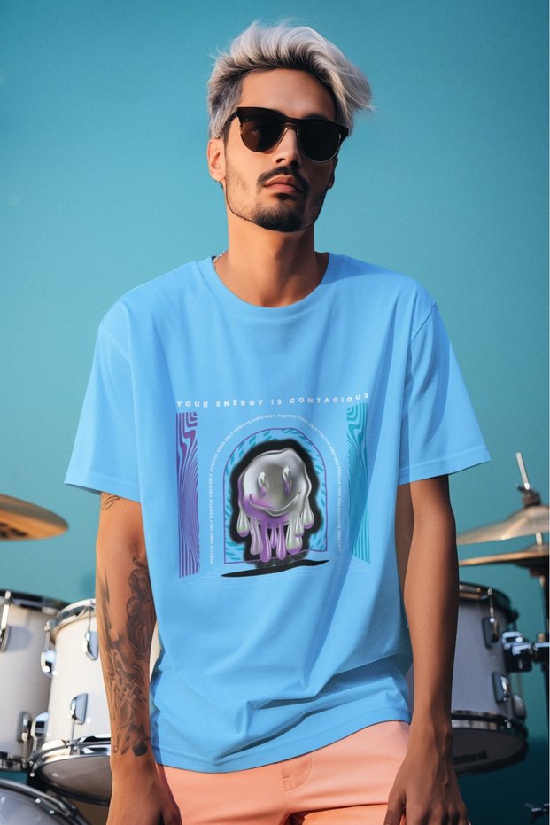 Men/Women Your Energy Is Contagious Transfer Printed Round Neck Short Sleeve T-Shirt