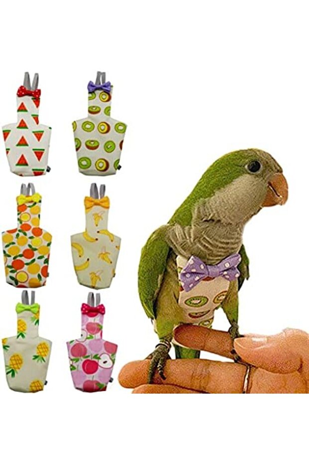 6 Pieces Bird Diapers, Washable Reusable Parrots Nappy with Waterproof Inner Layer Soft Small Pet Bi - 1