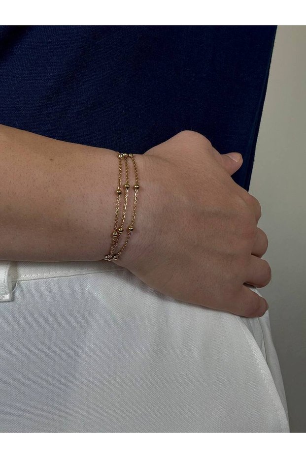 Gold Men's Triple Chain Bracelet Women's Stainless Steel Color Does Not Fade Unisex Tarnish Steel Bracelet