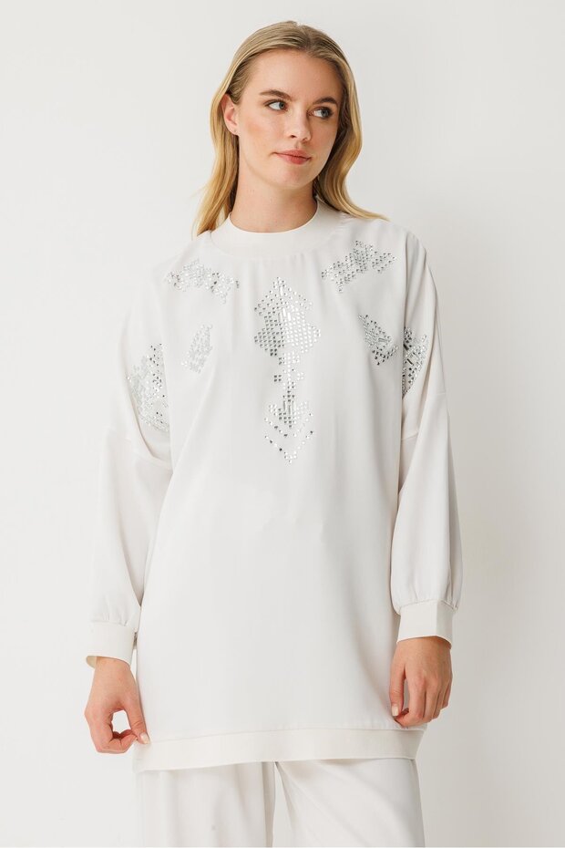 Taş İşlemeli Takım EKRU - 8