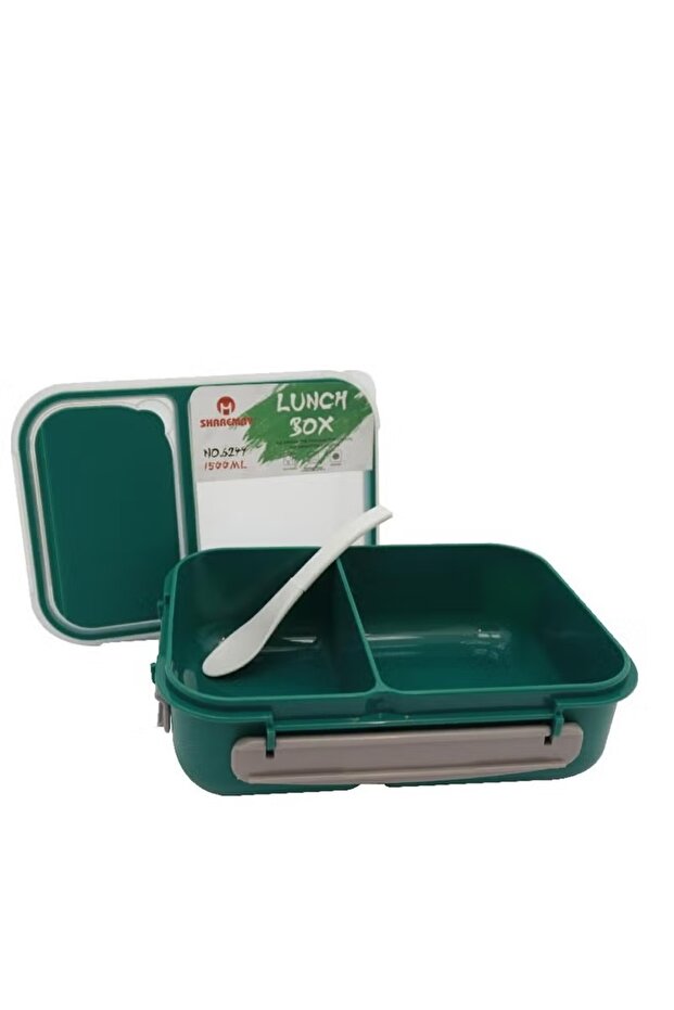 Rectangular Lunch Box with Partition – Green - 1