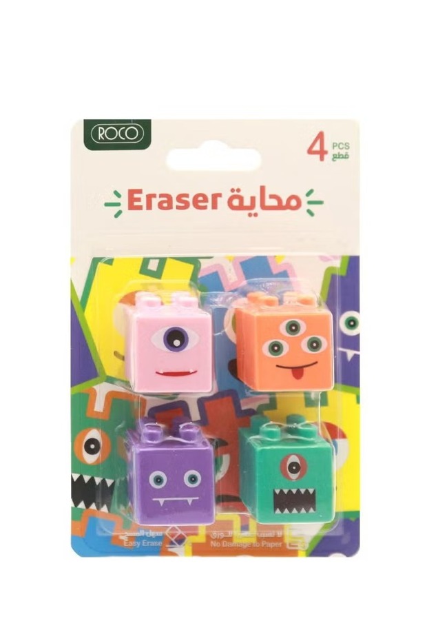 ممحاة مطاطية من Monster Blocks - ألوان متنوعة، ممتعة وعملية - 1