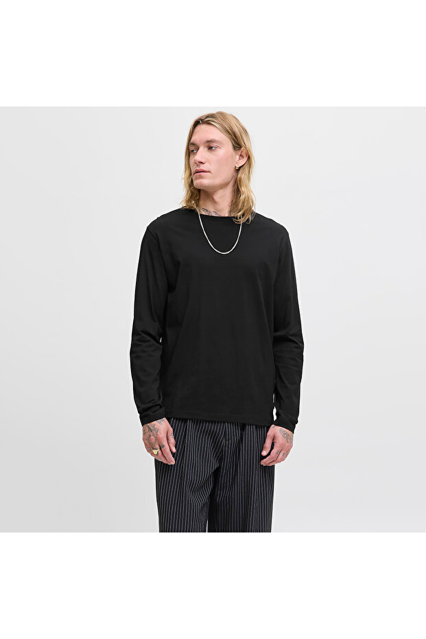 Organic Men's Black Long Sleeve T-Shirt (12279538-B)