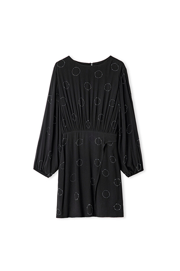 Hotfix baskılı şifon elbise - 3