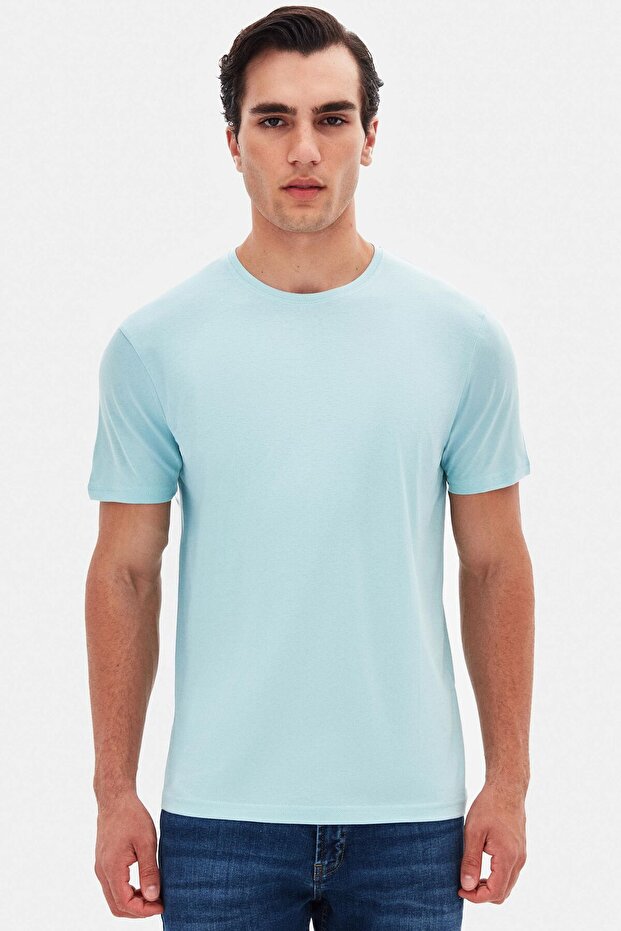 Ds Groom Slim Fit Aqua Crew Neck 100% Cotton Breathable T-Shirt