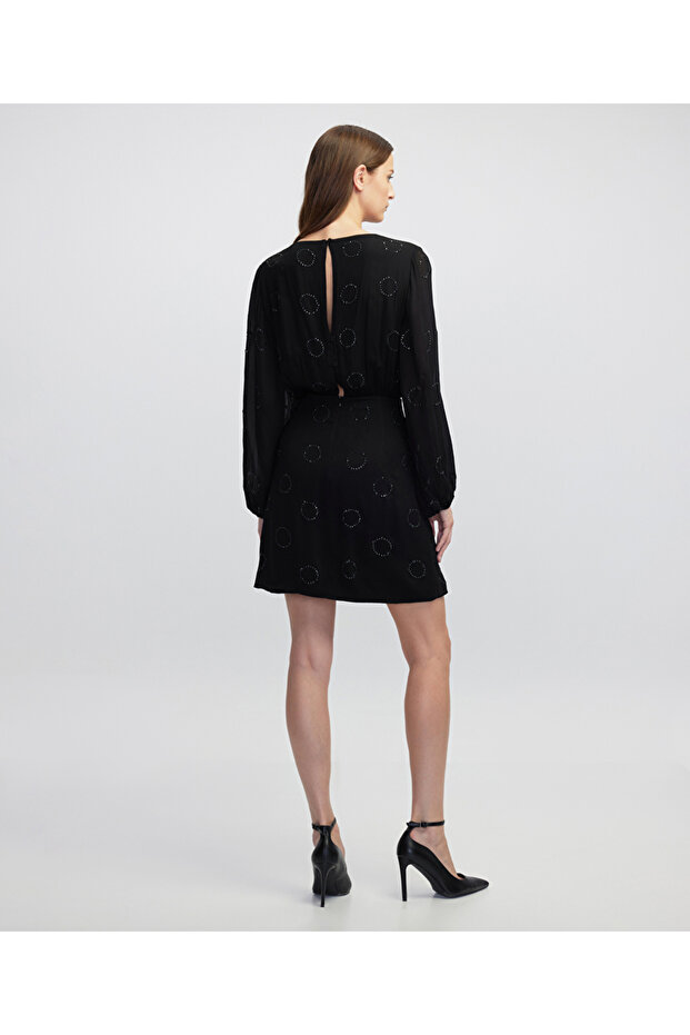 Hotfix baskılı şifon elbise - 7