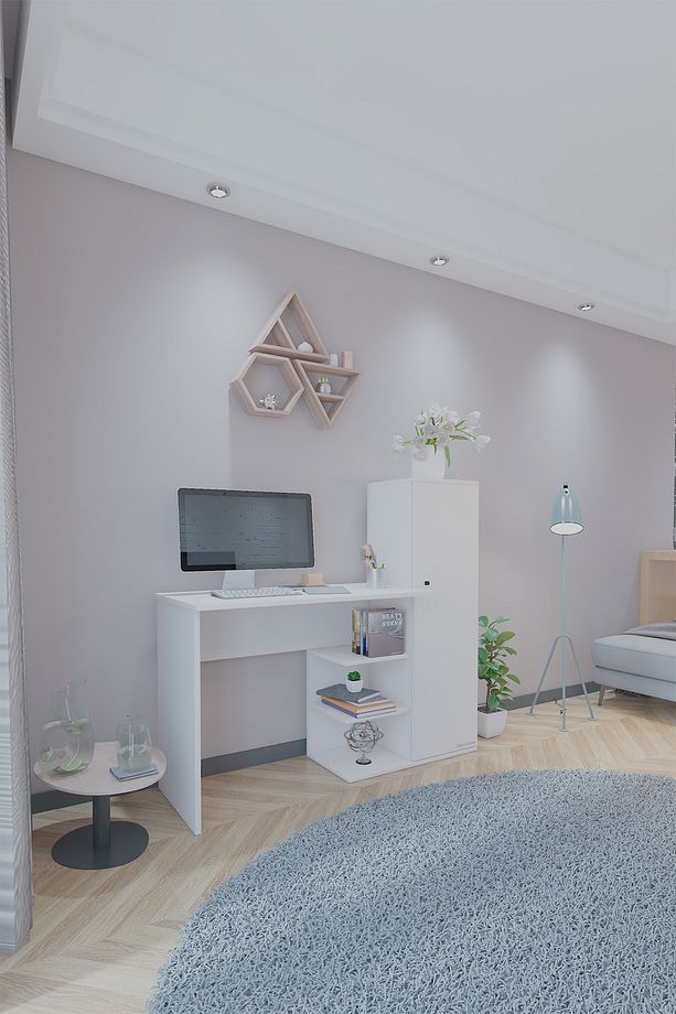 Matilda Dolaplı Dekoratif Çalışma Masası Fonksiyonel Çalışma Masası - 3
