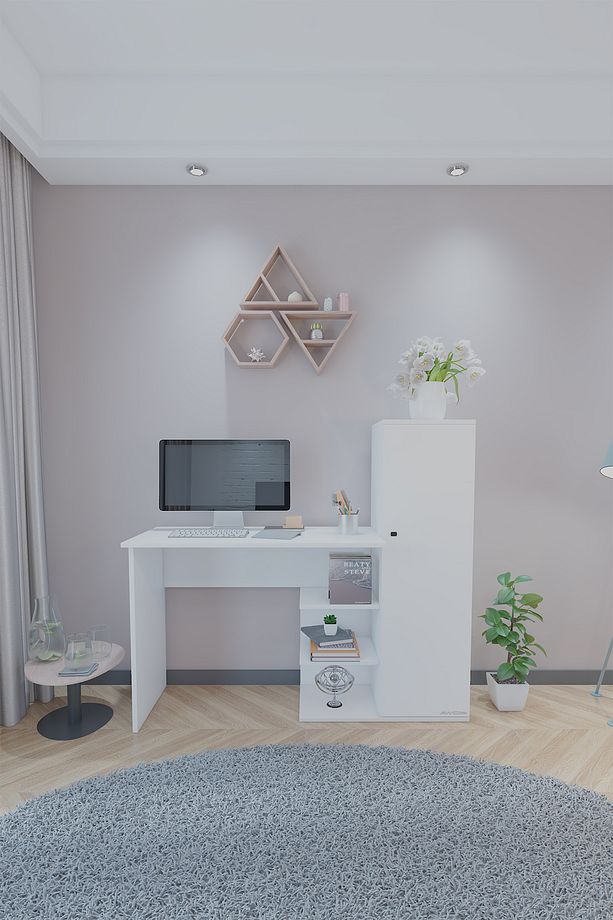 Matilda Dolaplı Dekoratif Çalışma Masası Fonksiyonel Çalışma Masası - 1