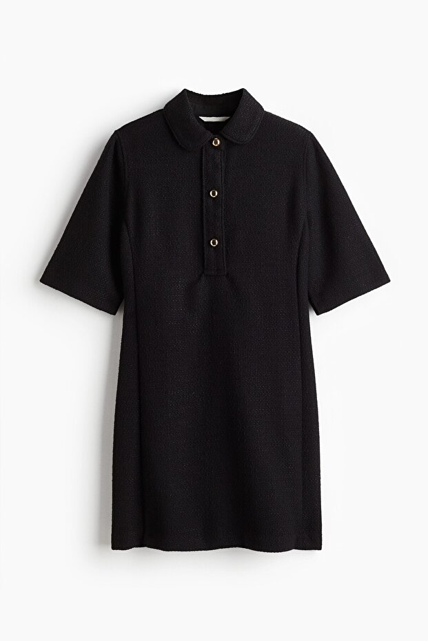 Yakalı Bukle Elbise - 1