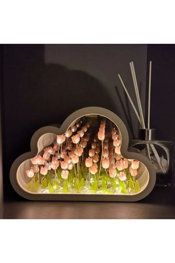 Lale Gece Lambası Cloud Mirror Soft Light El Yapımı Dekoratif Masa Üstü Lamba - 1