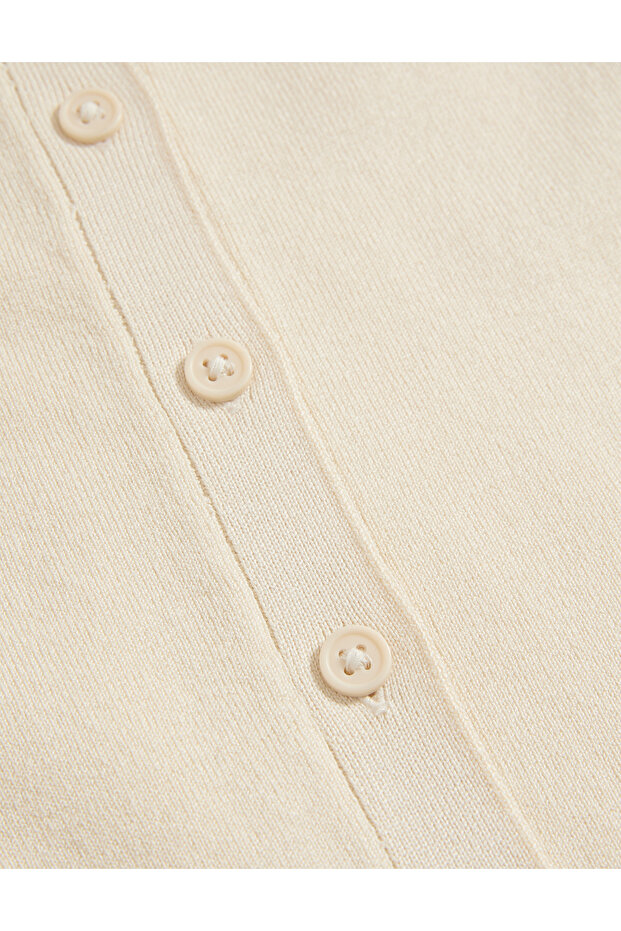 Bisiklet Yaka Düğmeli Hırka - 4