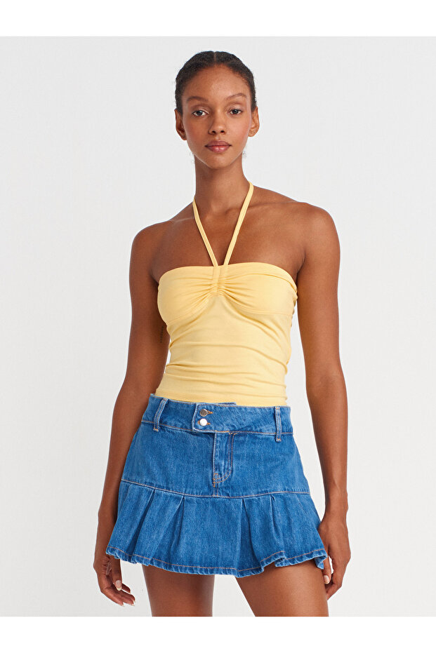 31959 Halter Strapless Top-Yellow