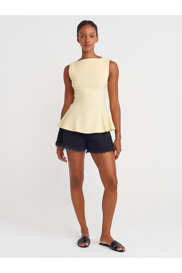 50281 Peplum Top-Açık Sarı - 4