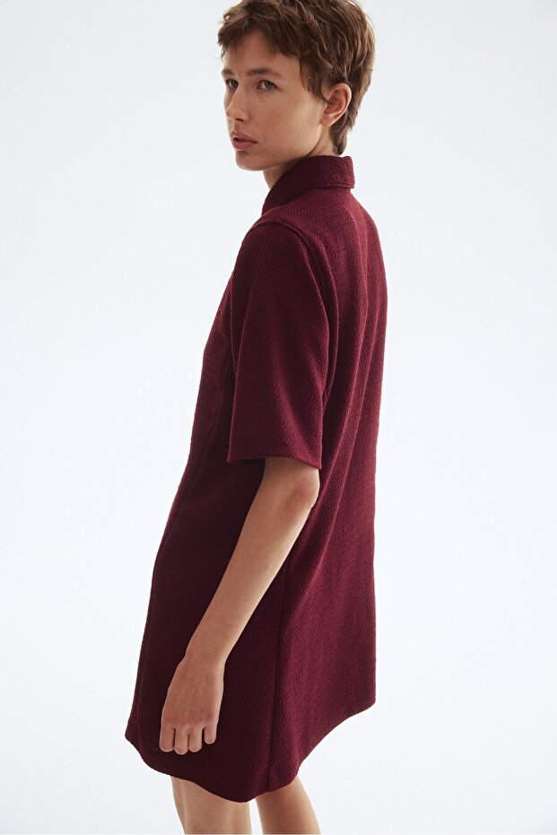 Yakalı Bukle Elbise - 6