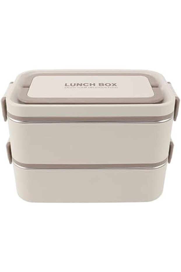 304 Stainless Steel Meal Container Rectangular Double Layer Meal Container Student Portable Meal Container