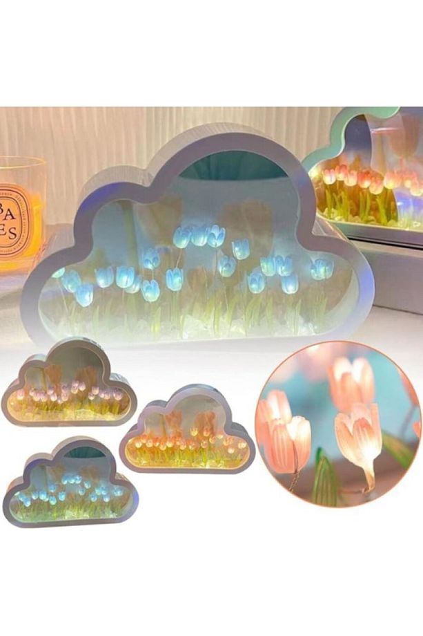 Lale Gece Lambası Cloud Mirror Soft Light El Yapımı Dekoratif Masa Üstü Lamba - 2