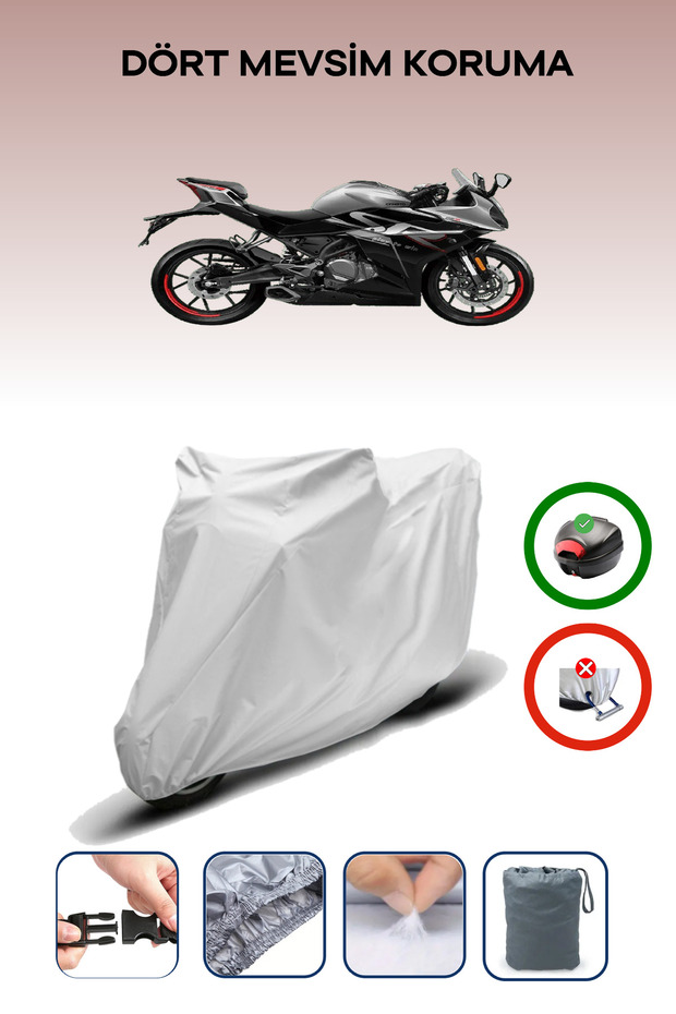 Gray Rear Bag Compatible Cfmoto 250 Sr Motorcycle Tarpaulin