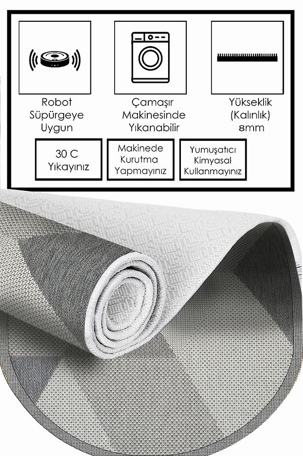 DİJİTAL BASKILI Kaymaz Taban Yıkanabilir Modern Mutfak Halısı Salon Halısı Yolluk - 4