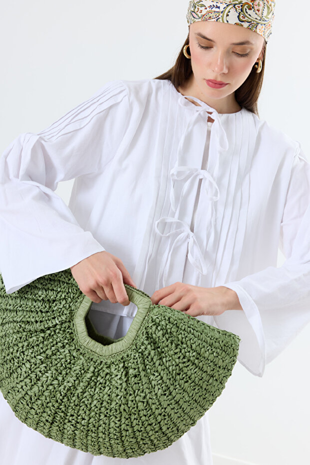 Noir Hasır Çanta Yeşil - 7