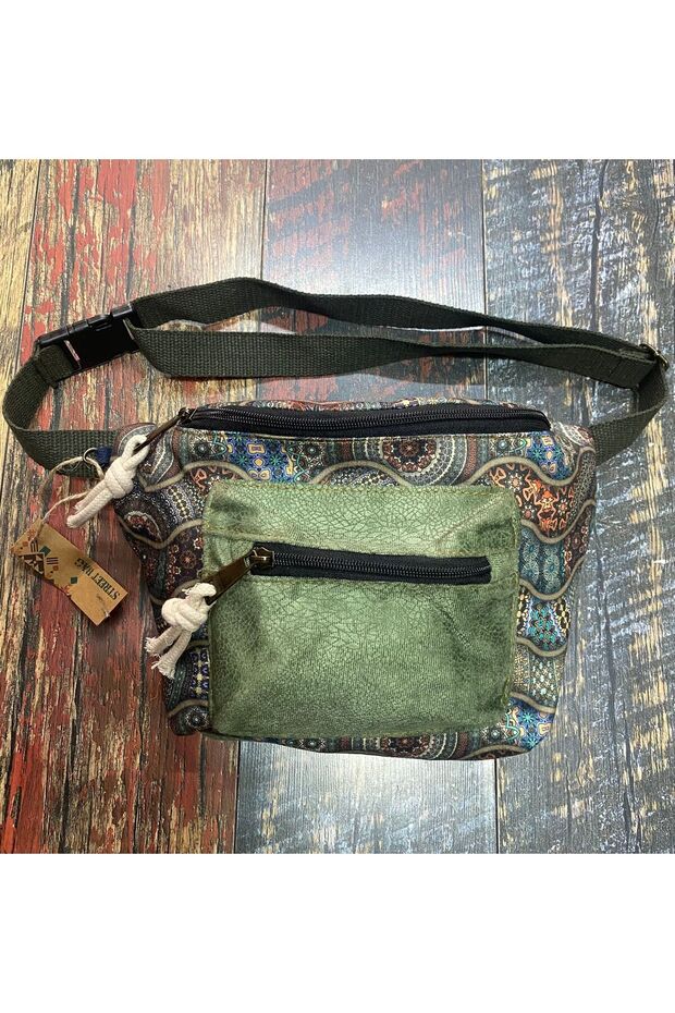 Rez Ethnic Authentic Bohemian Daily Travel Waist Bag Medium Size Multi-Pocket Water Resistant