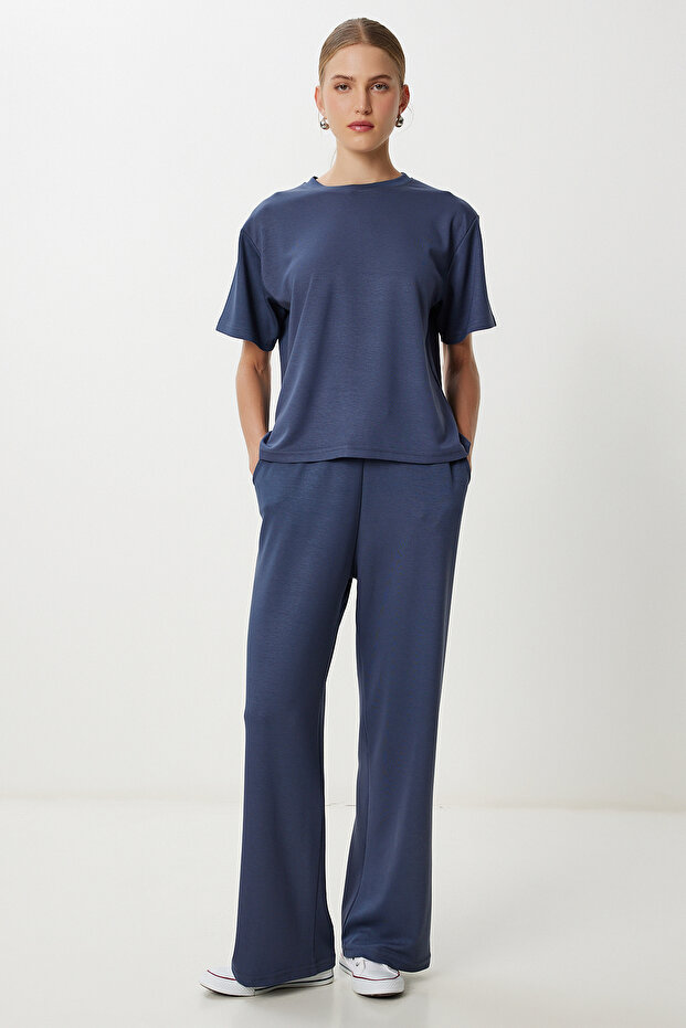 Comfortable Stretchy Knitted Bottom-Top Suit Lby0004 Smoked